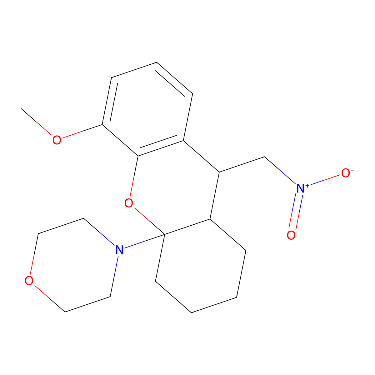 4-[5-Methoxy-9-(nitromethyl)-1,2,3,4,9,9a-hexahydroxanthen-4a-yl]morpholine molecular structure, CAS 36848-01-8