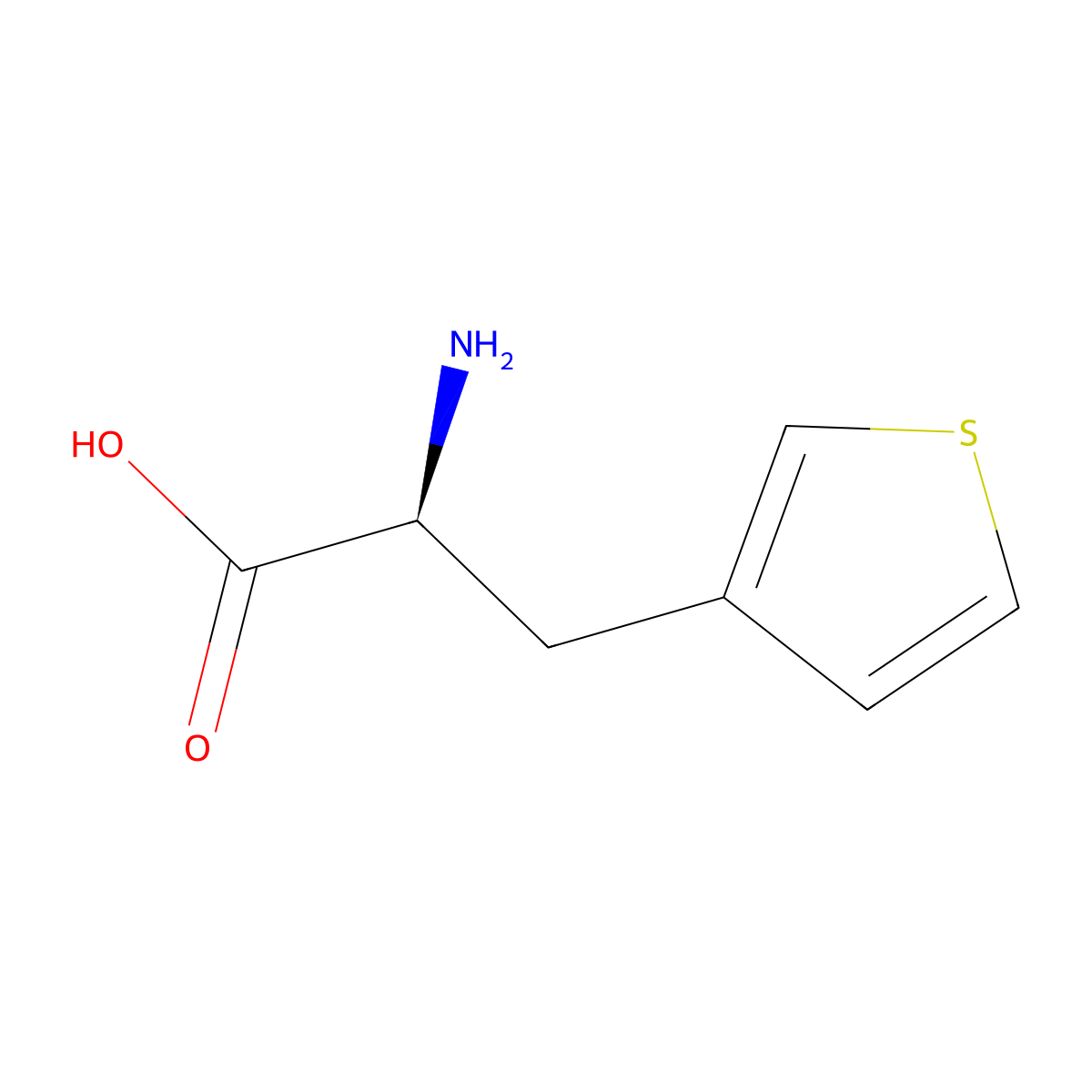 (alphaS)-alpha-Amino-3-thiophenepropanoic acid molecular structure, CAS 3685-51-6