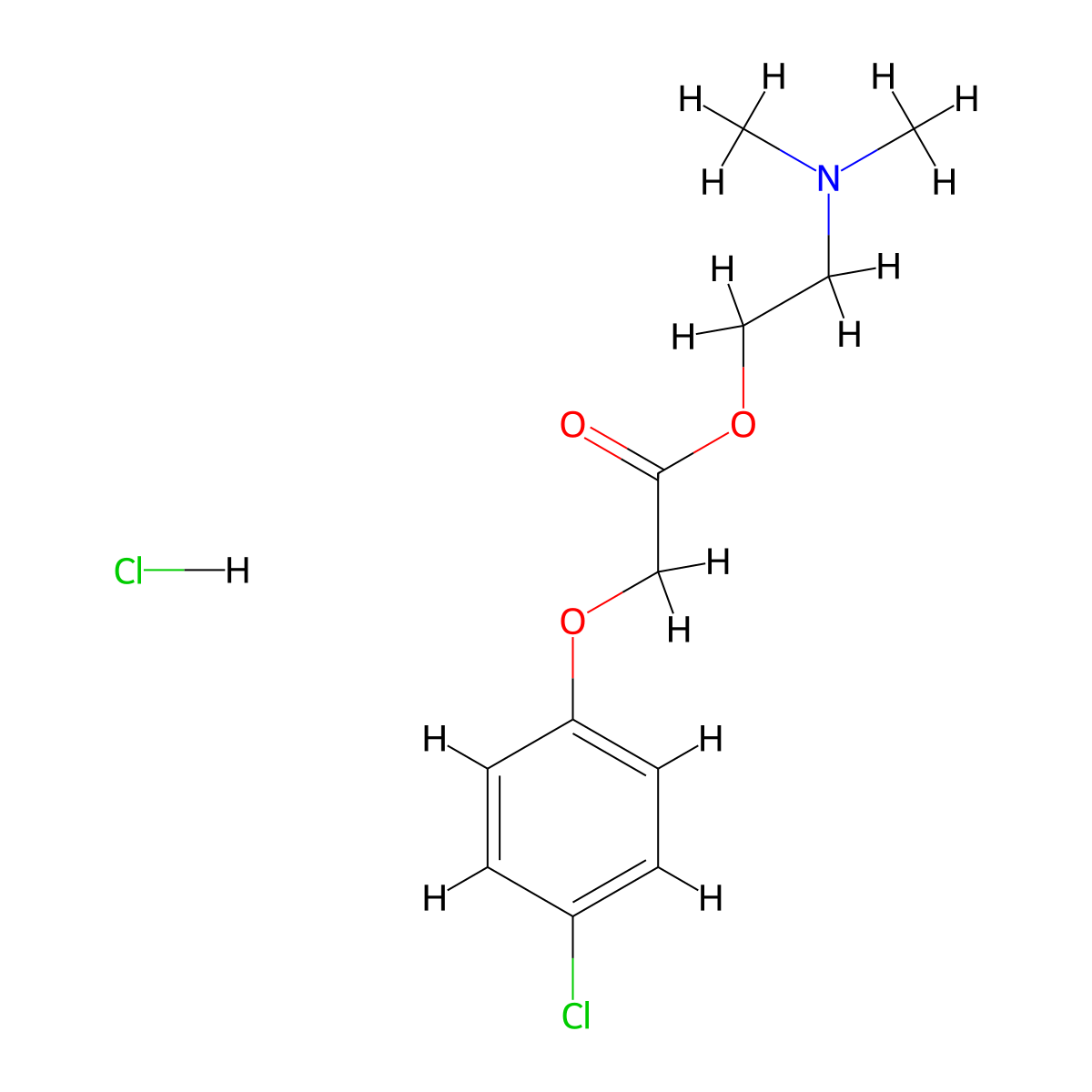 Meclofenoxate Hydrochloride molecular structure, CAS 3685-84-5