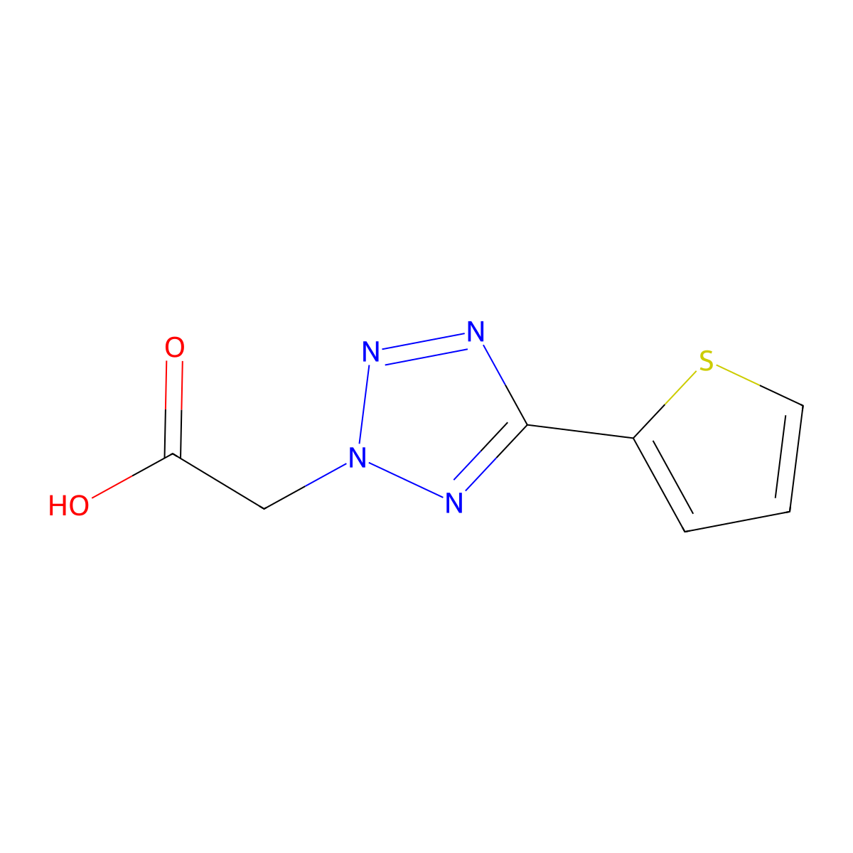 2-[5-(thiophen-2-yl)-2H-1,2,3,4-tetrazol-2-yl]acetic acid molecular structure, CAS 36855-10-4