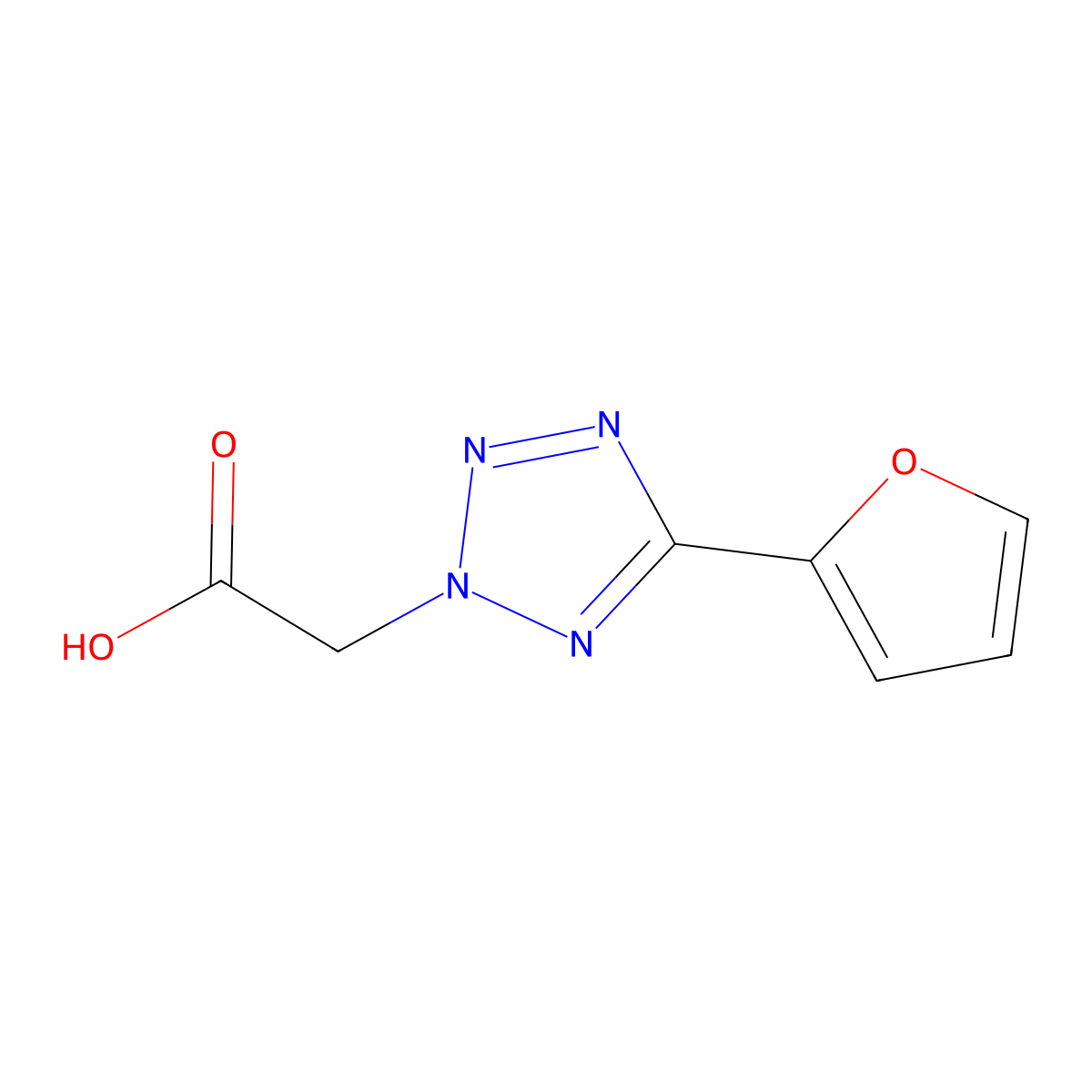 [5-(2-furyl)-2H-tetrazol-2-yl]acetic acid molecular structure, CAS 36855-12-6
