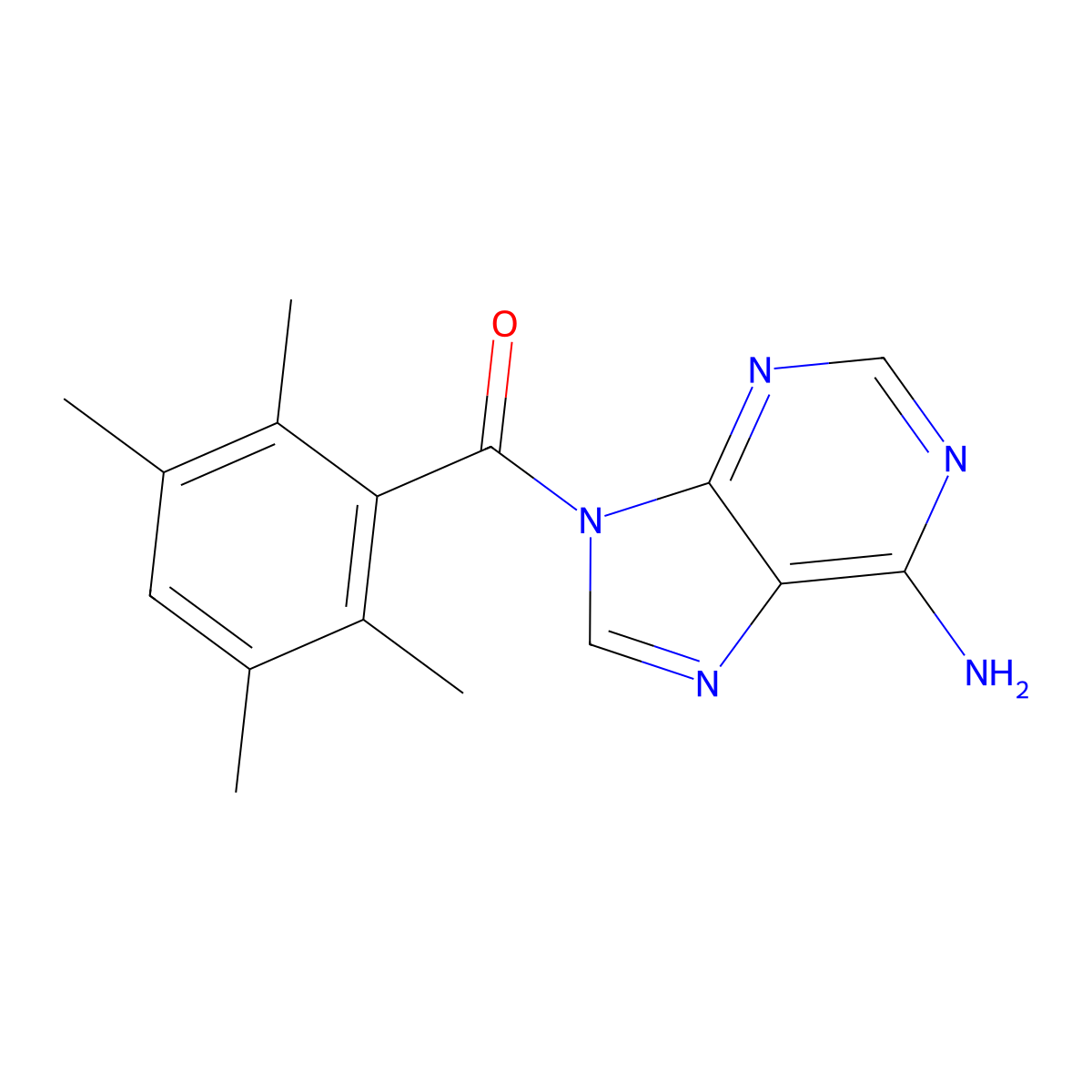 9H-Purin-6-amine, 9-(2,3,5,6-tetramethylbenzoyl)- molecular structure, CAS 36855-54-6