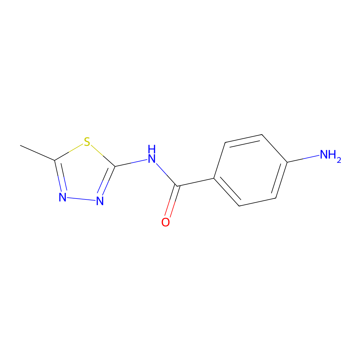 4-Amino-N-(5-methyl-1,3,4-thiadiazol-2-yl)benzamide molecular structure, CAS 36855-78-4