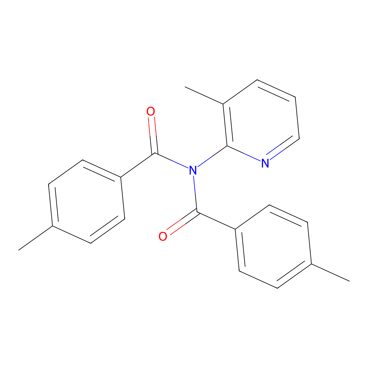 4-methyl-N-(4-methylbenzoyl)-N-(3-methylpyridin-2-yl)benzamide molecular structure, CAS 36855-85-3