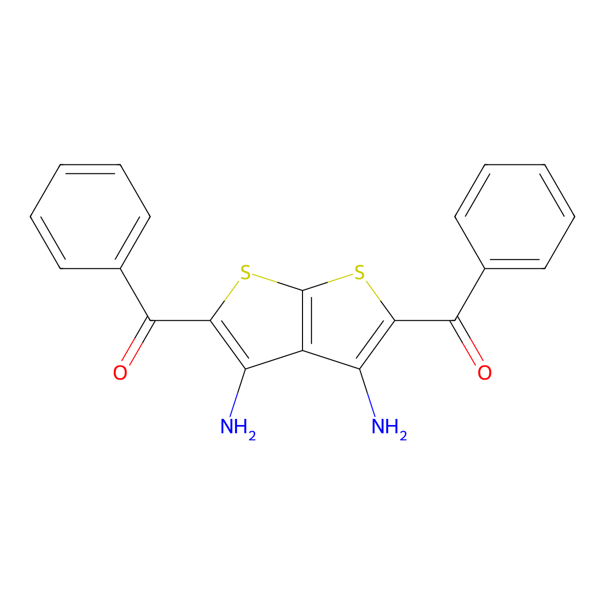 (3,4-Diamino-5-benzoylthieno[2,3-b]thiophen-2-yl)(phenyl)methanone molecular structure, CAS 3686-10-0