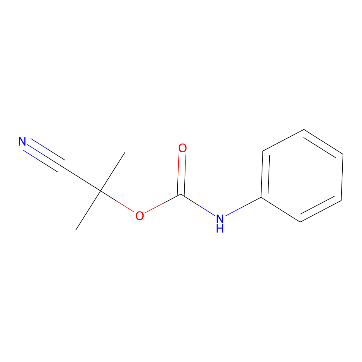 1-Cyano-1-methylethyl phenylcarbamate molecular structure, CAS 3686-18-8