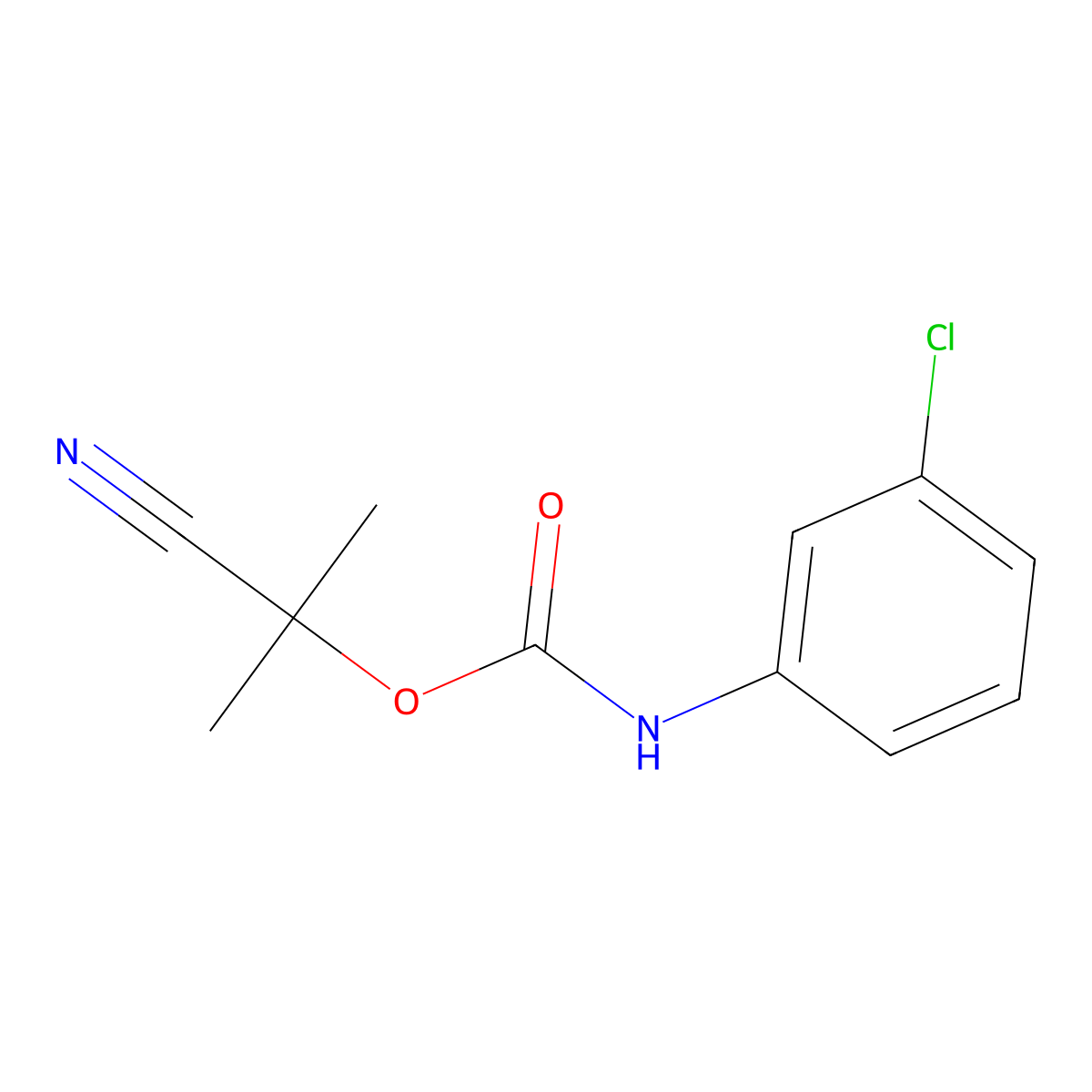 2-Cyano-2-propyl N-(3-chlorophenyl)carbamate molecular structure, CAS 3686-30-4