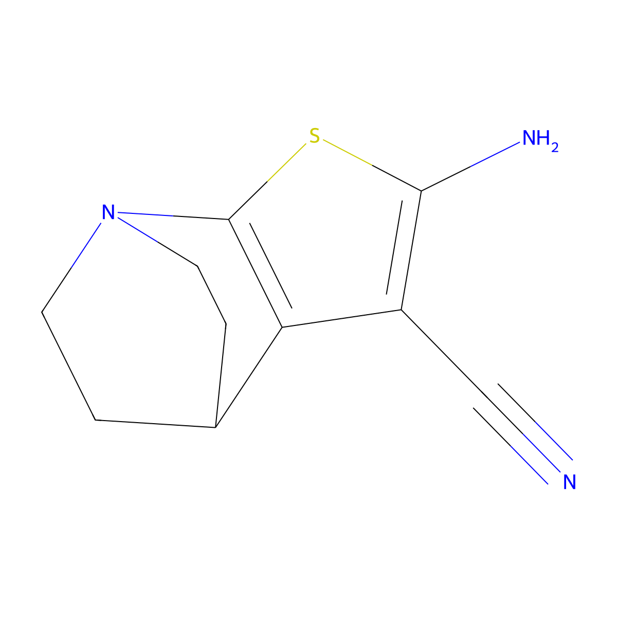 2-amino-5,6-dihydro-4H-4,7-ethanothieno[2,3-b]pyridine-3-carbonitrile molecular structure, CAS 36860-48-7
