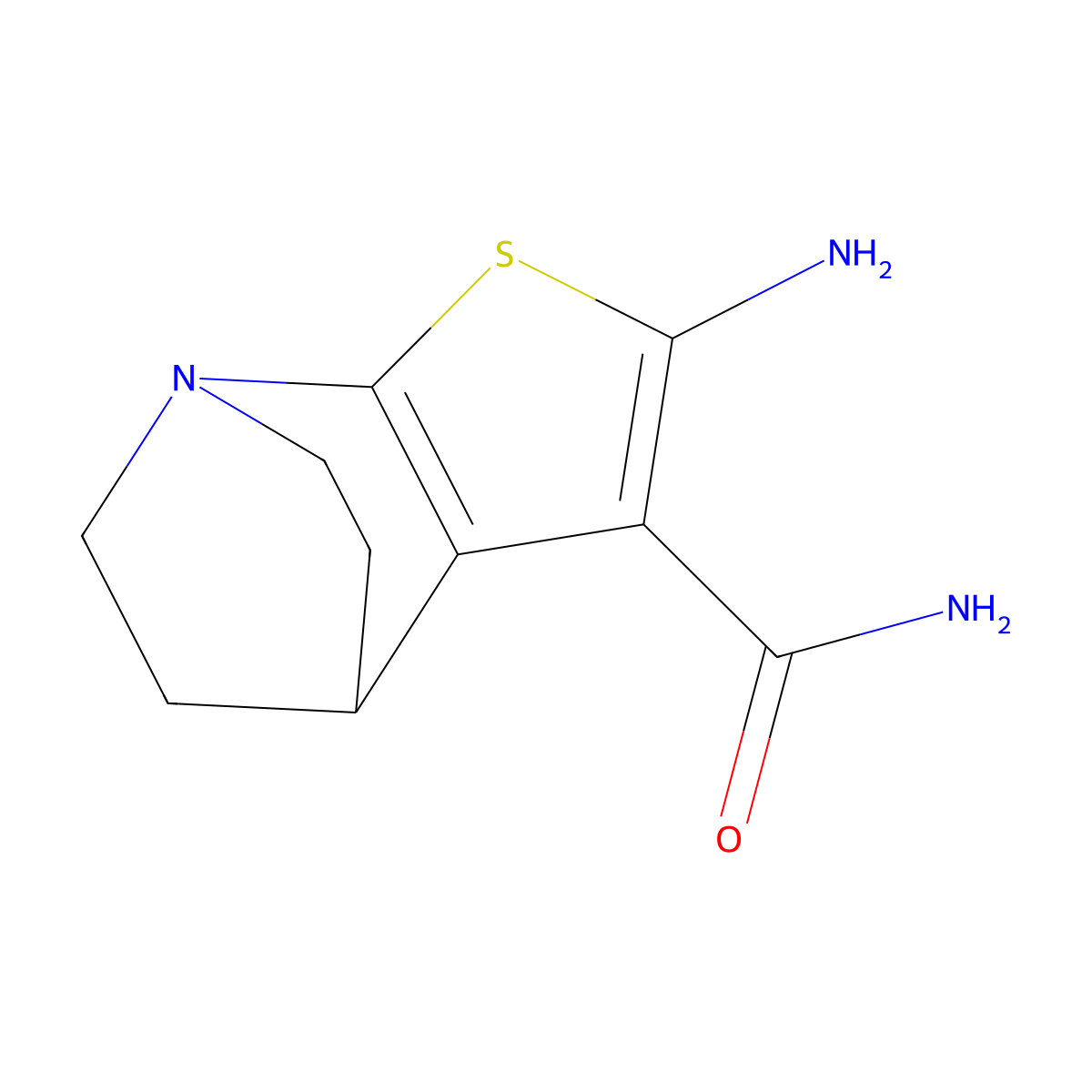 2-Amino-5,6-dihydro-4H-4,7-ethanothieno[2,3-b]pyridine-3-carboxamide molecular structure, CAS 36860-53-4