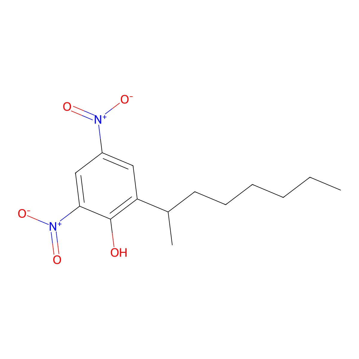 2,4-Dinitro-6-(1'-methylheptyl)phenol molecular structure, CAS 3687-22-7