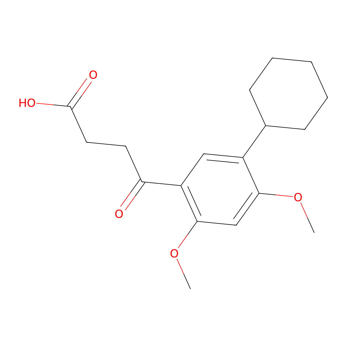 5-Cyclohexyl-2,4-dimethoxy-gamma-oxobenzenebutanoic acid molecular structure, CAS 36879-87-5