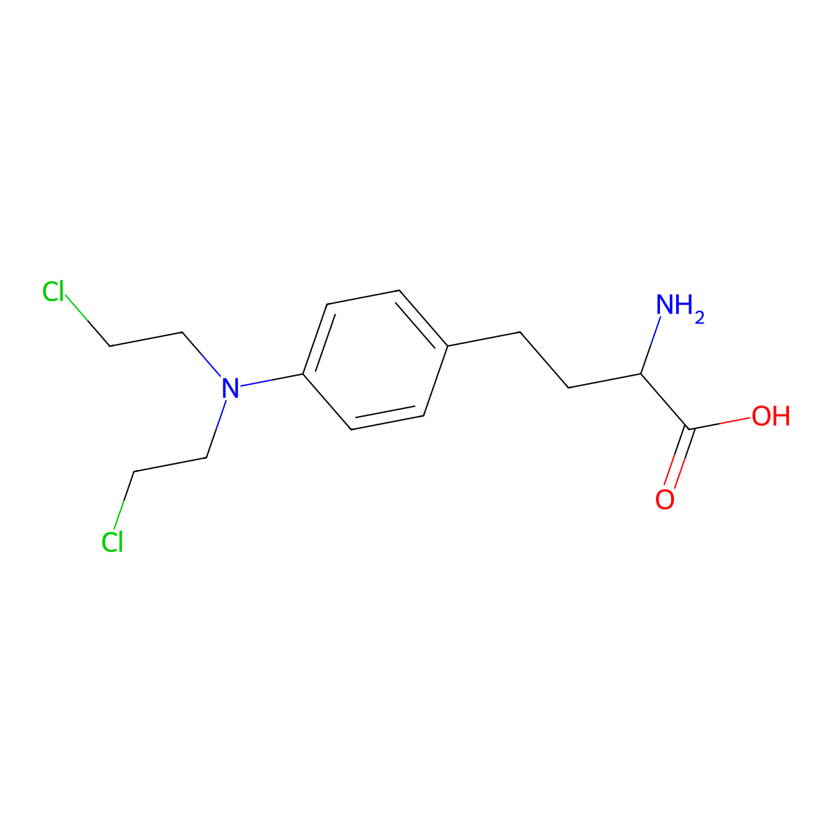 alpha-Amino-4-(bis(2-chloroethyl)amino)benzenebutanoic acid molecular structure, CAS 3688-35-5