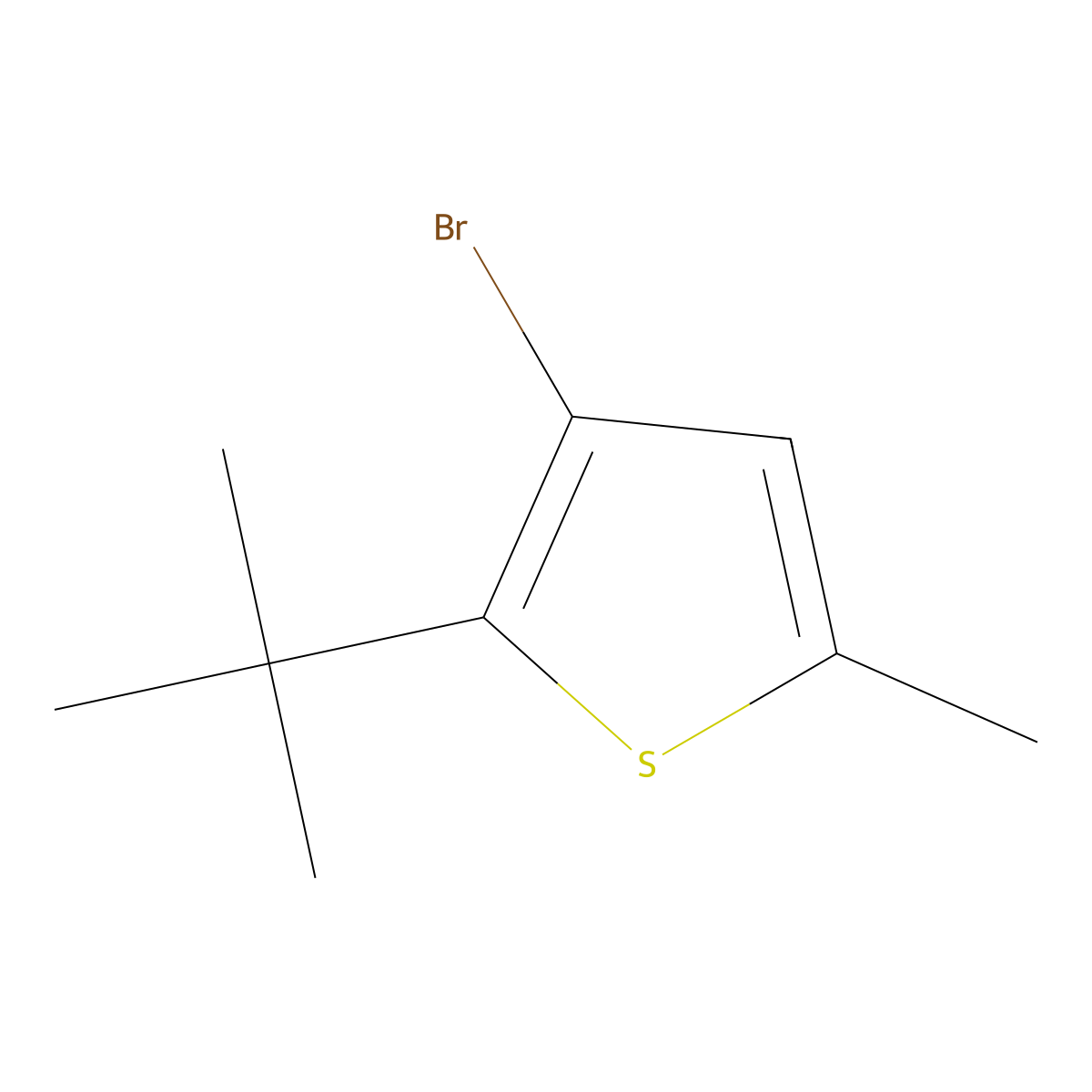 3-Bromo-2-(tert-butyl)-5-methylthiophene molecular structure, CAS 36880-45-2