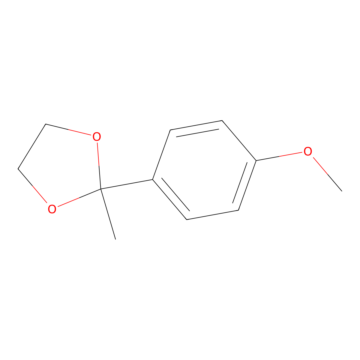 1,3-Dioxolane, 2-(4-methoxyphenyl)-2-methyl- molecular structure, CAS 36881-00-2