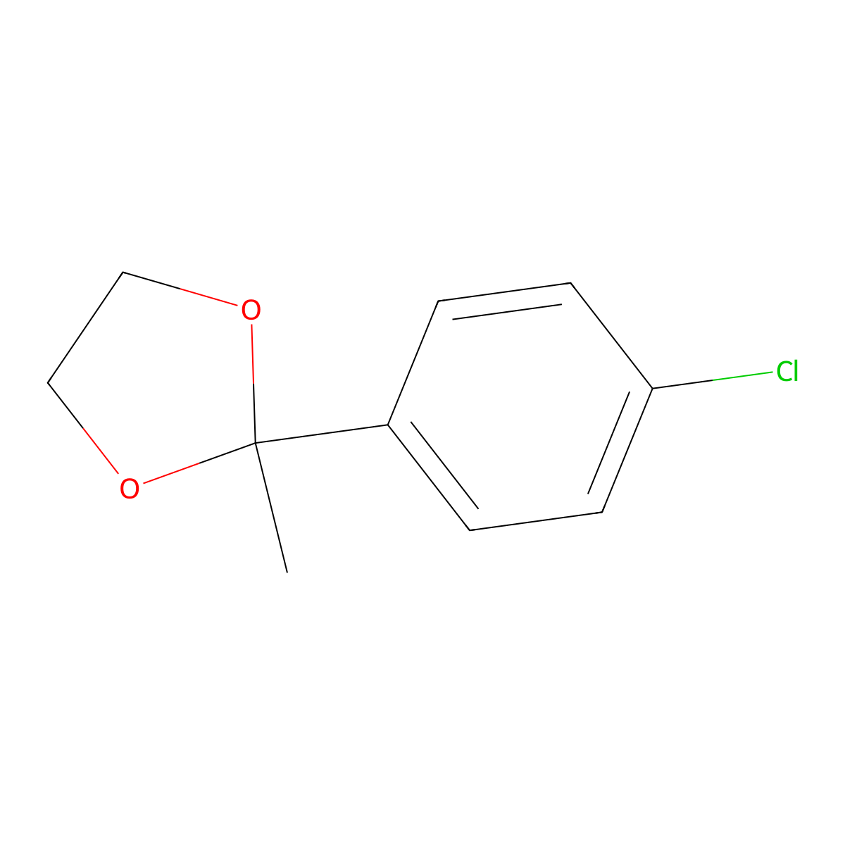 2-(4-Chlorophenyl)-2-methyl-1,3-dioxolane molecular structure, CAS 36881-02-4