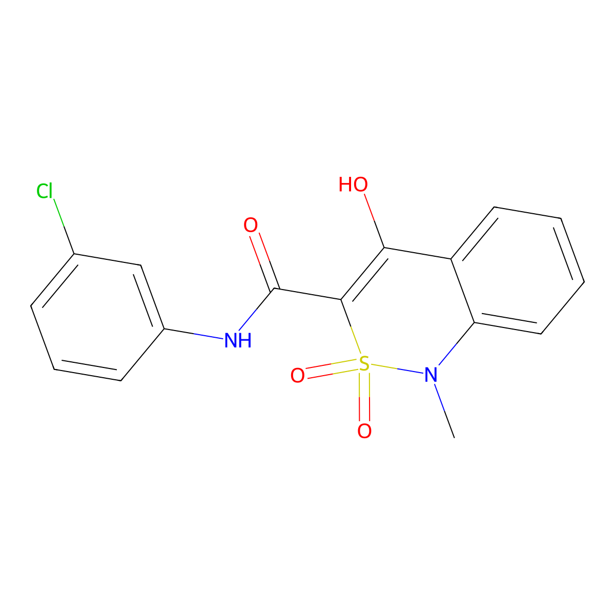 N-(3-chlorophenyl)-4-hydroxy-1-methyl-2,2-dioxo-1,2-dihydro-2lambda~6~,1-benzothiazine-3-carboxamide molecular structure, CAS 36881-71-7