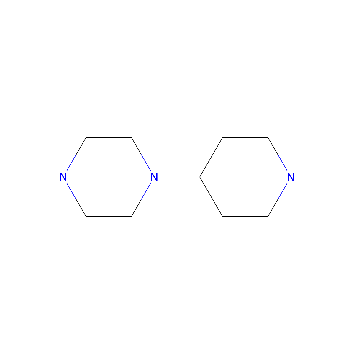 1-Methyl-4-(1-methylpiperidin-4-yl)piperazine molecular structure, CAS 36882-07-2
