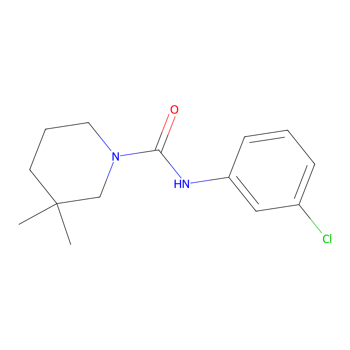 N-(3-chlorophenyl)-3,3-dimethylpiperidine-1-carboxamide molecular structure, CAS 368837-56-3