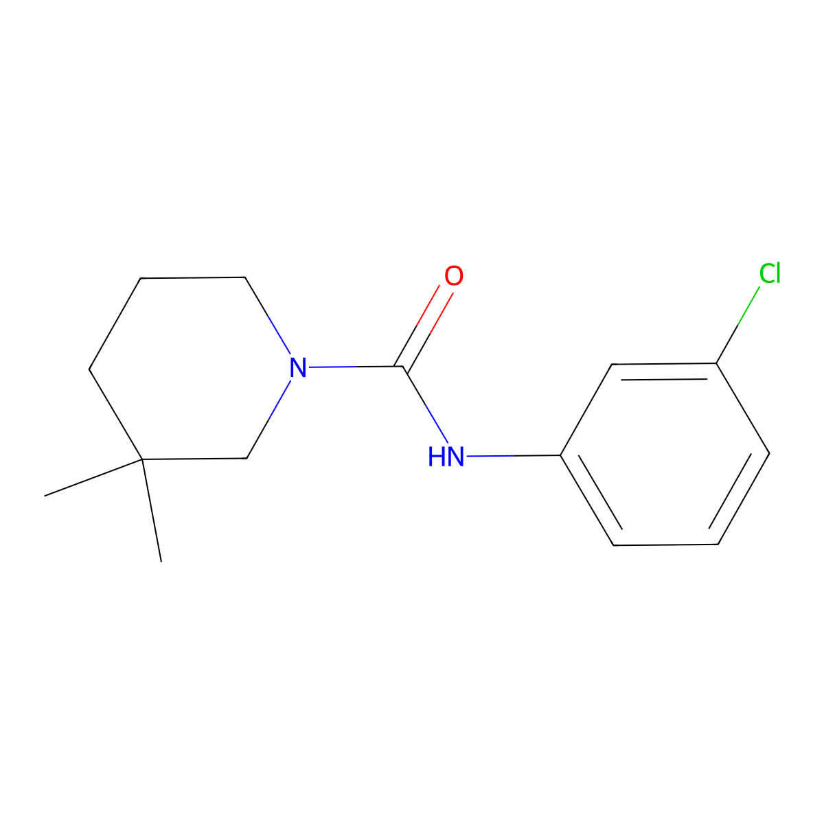 N-(3-chlorophenyl)-3,3-dimethylpiperidine-1-carboxamide molecular structure, CAS 368837-56-3