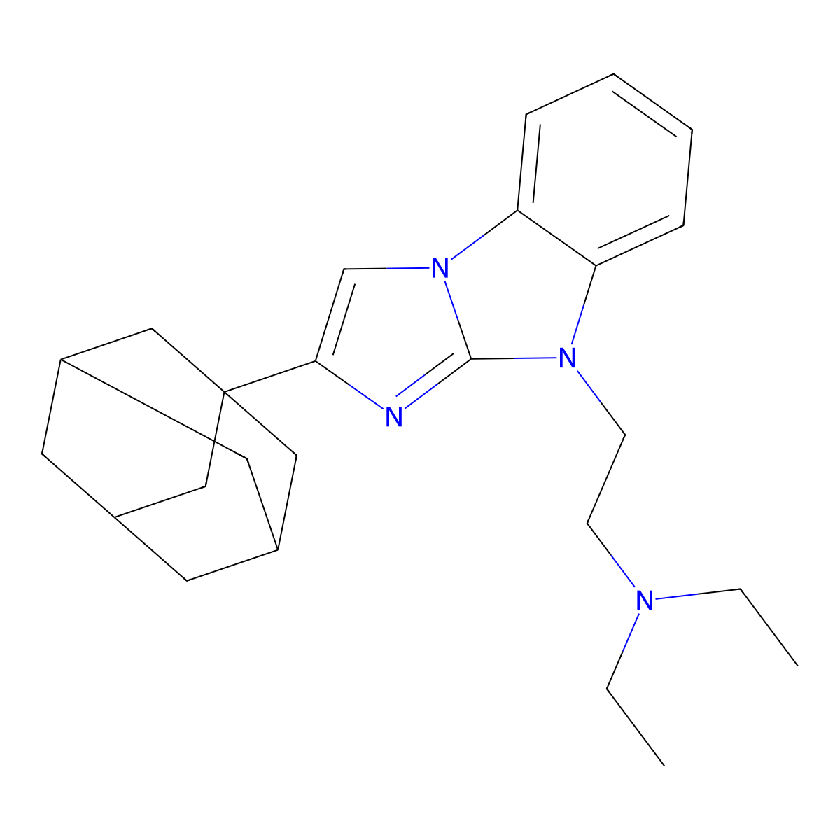 2-[2-(1-adamantyl)imidazo[1,2-a]benzimidazol-4-yl]-N,N-diethylethanamine molecular structure, CAS 368838-60-2