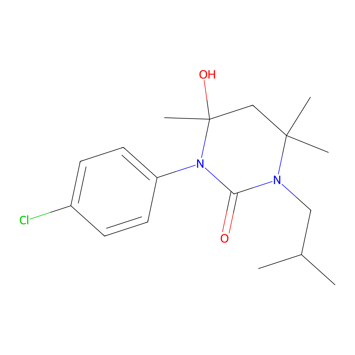 1-(4-Chlorophenyl)-6-hydroxy-4,4,6-trimethyl-3-(2-methylpropyl)-1,3-diazinan-2-one molecular structure, CAS 368839-00-3