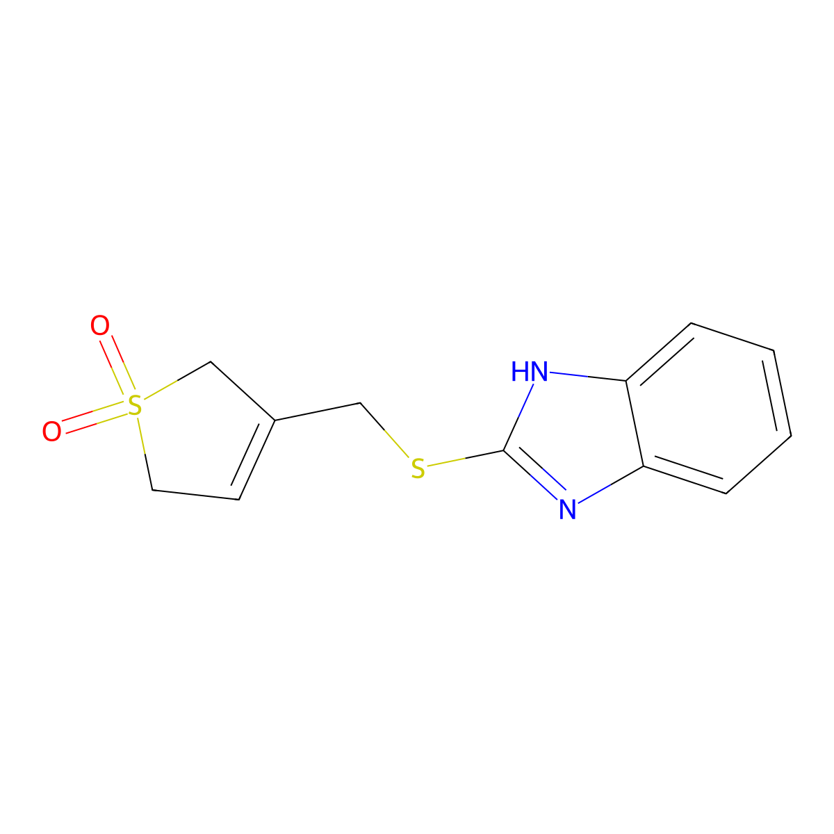 2-{[(1,1-dioxido-2,5-dihydrothiophen-3-yl)methyl]sulfanyl}-1H-benzimidazole molecular structure, CAS 368839-34-3