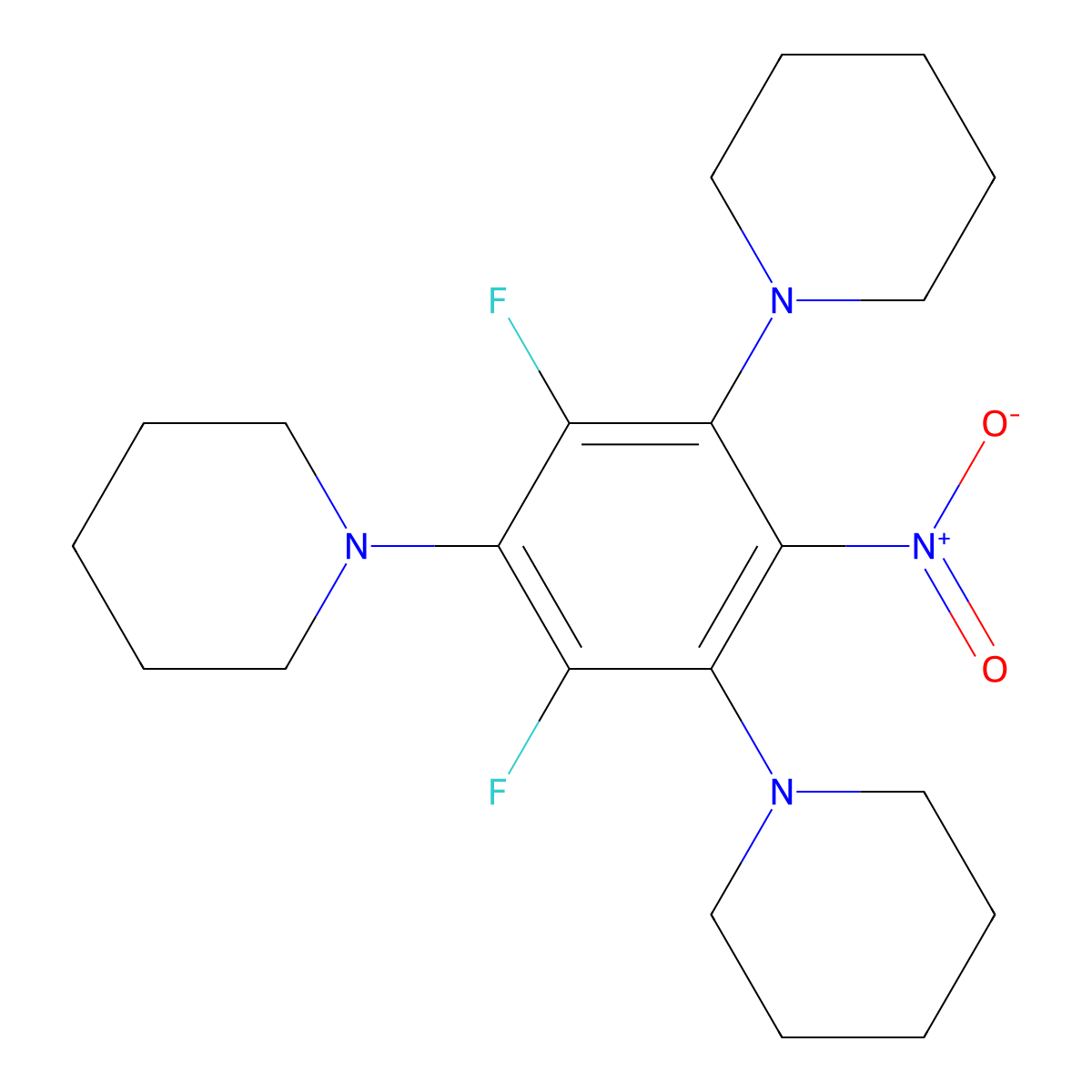1-[2,4-Difluoro-6-nitro-3,5-di(piperidin-1-yl)phenyl]piperidine molecular structure, CAS 368841-17-2