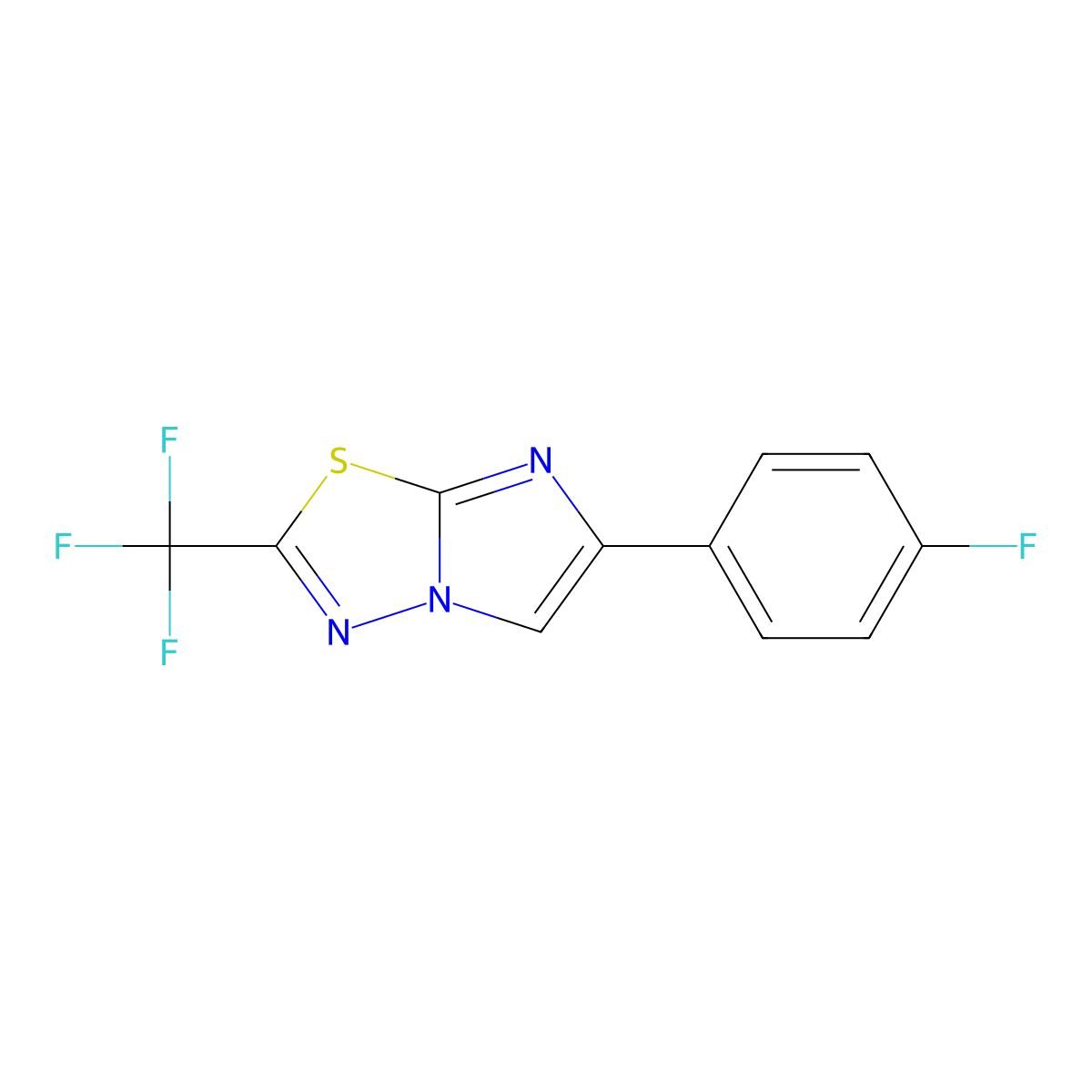 6-(4-Fluorophenyl)-2-(trifluoromethyl)imidazo[2,1-b][1,3,4]thiadiazole molecular structure, CAS 368841-71-8