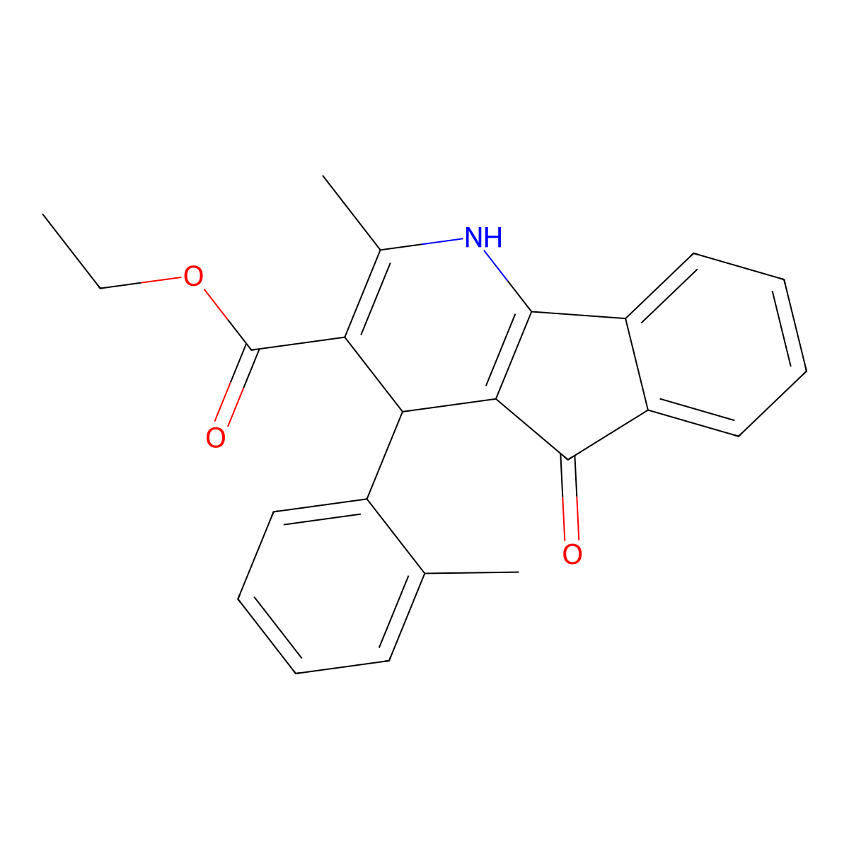 ethyl 2-methyl-4-(2-methylphenyl)-5-oxo-4,5-dihydro-1H-indeno[1,2-b]pyridine-3-carboxylate molecular structure, CAS 368843-57-6