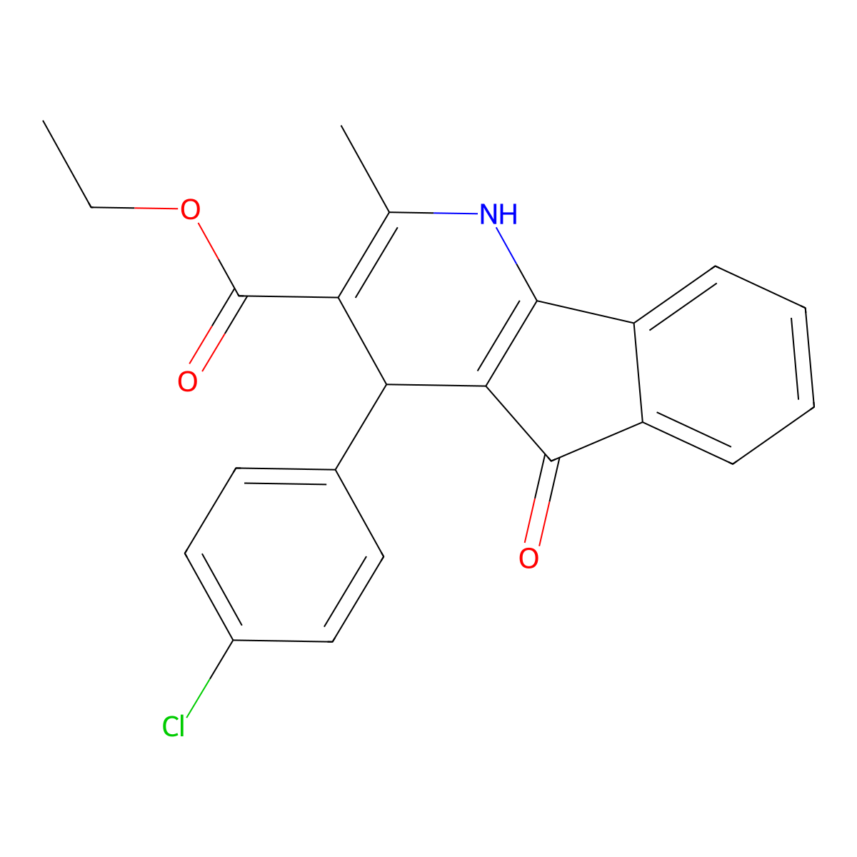 ethyl 4-(4-chlorophenyl)-2-methyl-5-oxo-4,5-dihydro-1H-indeno[1,2-b]pyridine-3-carboxylate molecular structure, CAS 368847-09-0