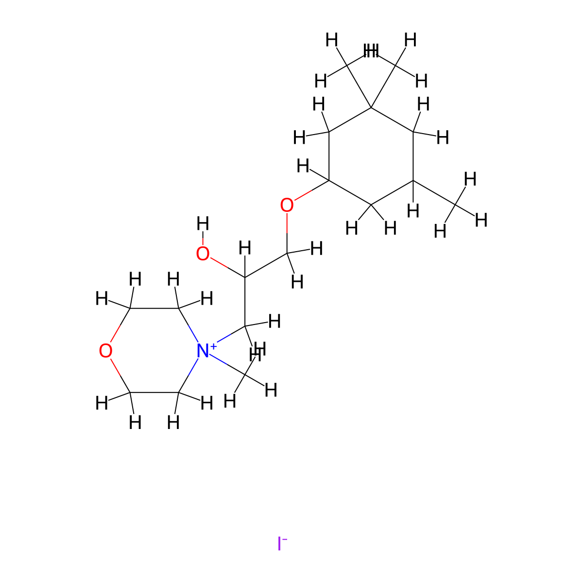 4-{2-Hydroxy-3-[(3,3,5-trimethylcyclohexyl)oxy]propyl}-4-methylmorpholin-4-ium iodide molecular structure, CAS 368857-61-8