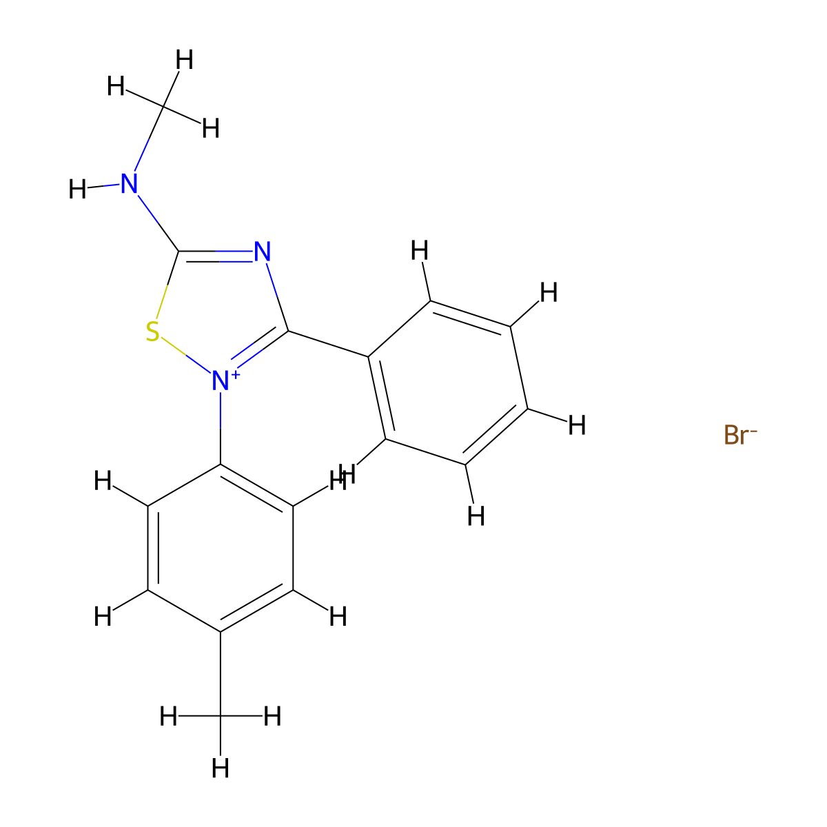 5-(Methylamino)-2-(4-methylphenyl)-3-phenyl-1,2lambda5,4-thiadiazol-2-ylium bromide molecular structure, CAS 368859-38-5