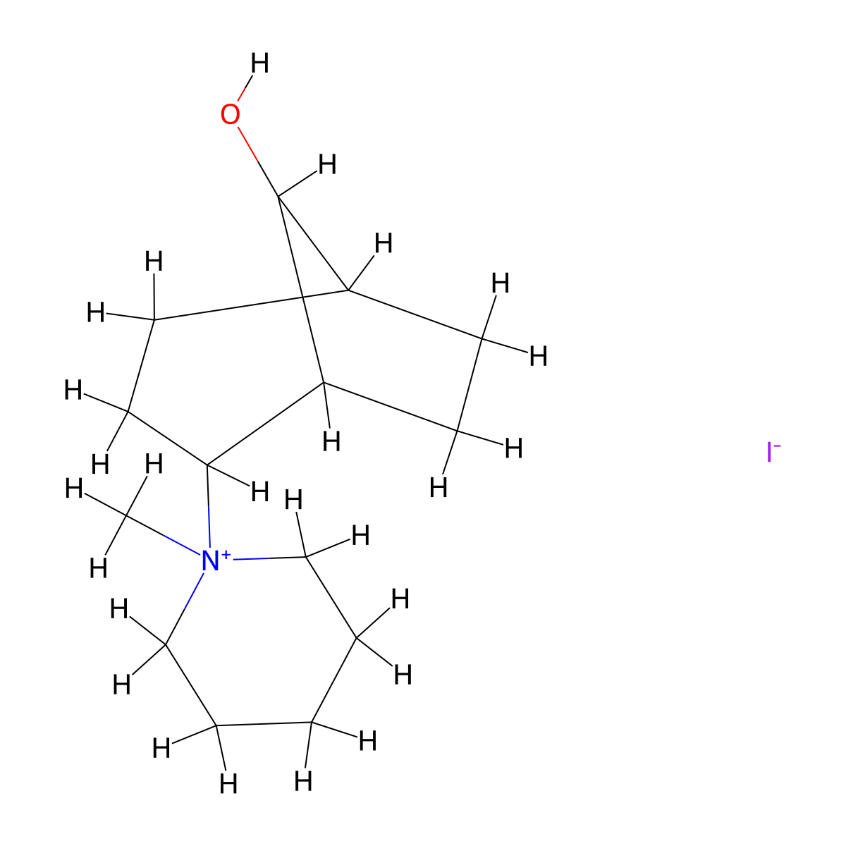 4-(1-Methylpiperidin-1-ium-1-yl)bicyclo[3.2.1]octan-8-ol;iodide molecular structure, CAS 368860-99-5