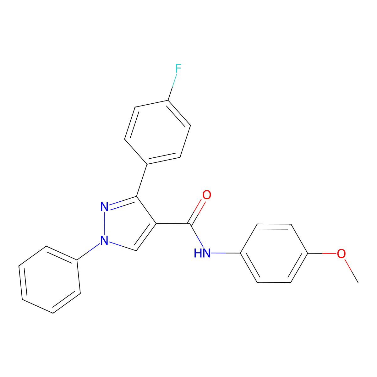 3-(4-fluorophenyl)-N-(4-methoxyphenyl)-1-phenyl-1H-pyrazole-4-carboxamide molecular structure, CAS 368861-00-1