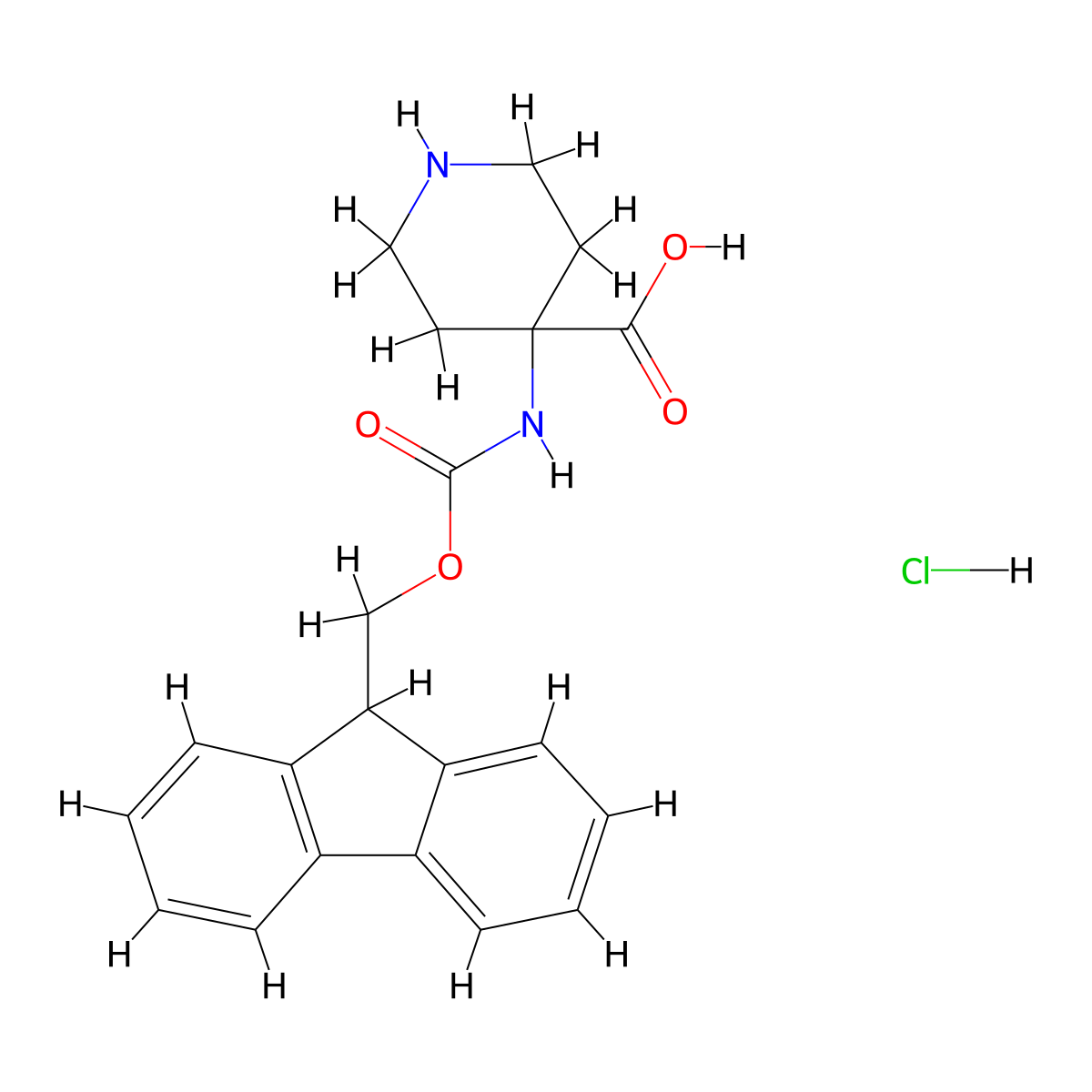 4-(Fmoc-amino)-4-piperidinecarboxylic acid hydrochloride molecular structure, CAS 368866-09-5