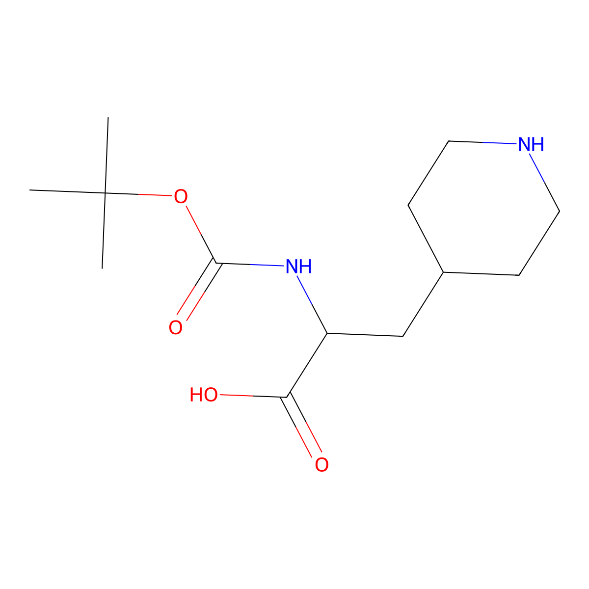 N-(Tert-butoxycarbonyl)-3-piperidin-4-ylalanine molecular structure, CAS 368866-13-1