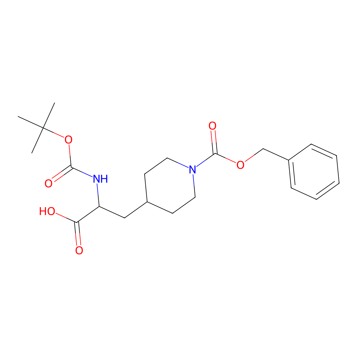 (S)-3-(1-((Benzyloxy)carbonyl)piperidin-4-yl)-2-((tert-butoxycarbonyl)amino)propanoic acid molecular structure, CAS 368866-15-3