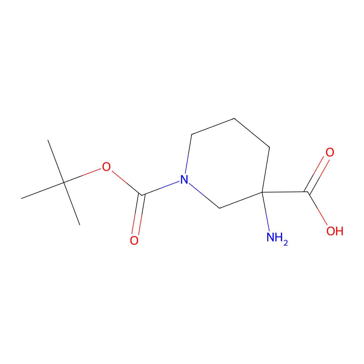 3-Amino-1-(tert-butoxycarbonyl)piperidine-3-carboxylic acid molecular structure, CAS 368866-17-5