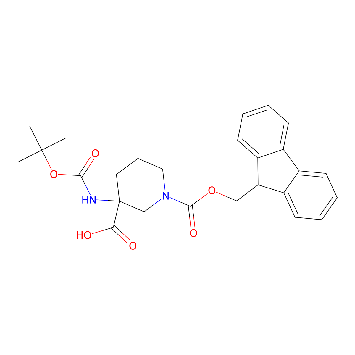 3-Boc-amino-1-fmoc-piperidine-3-carboxylic acid molecular structure, CAS 368866-19-7