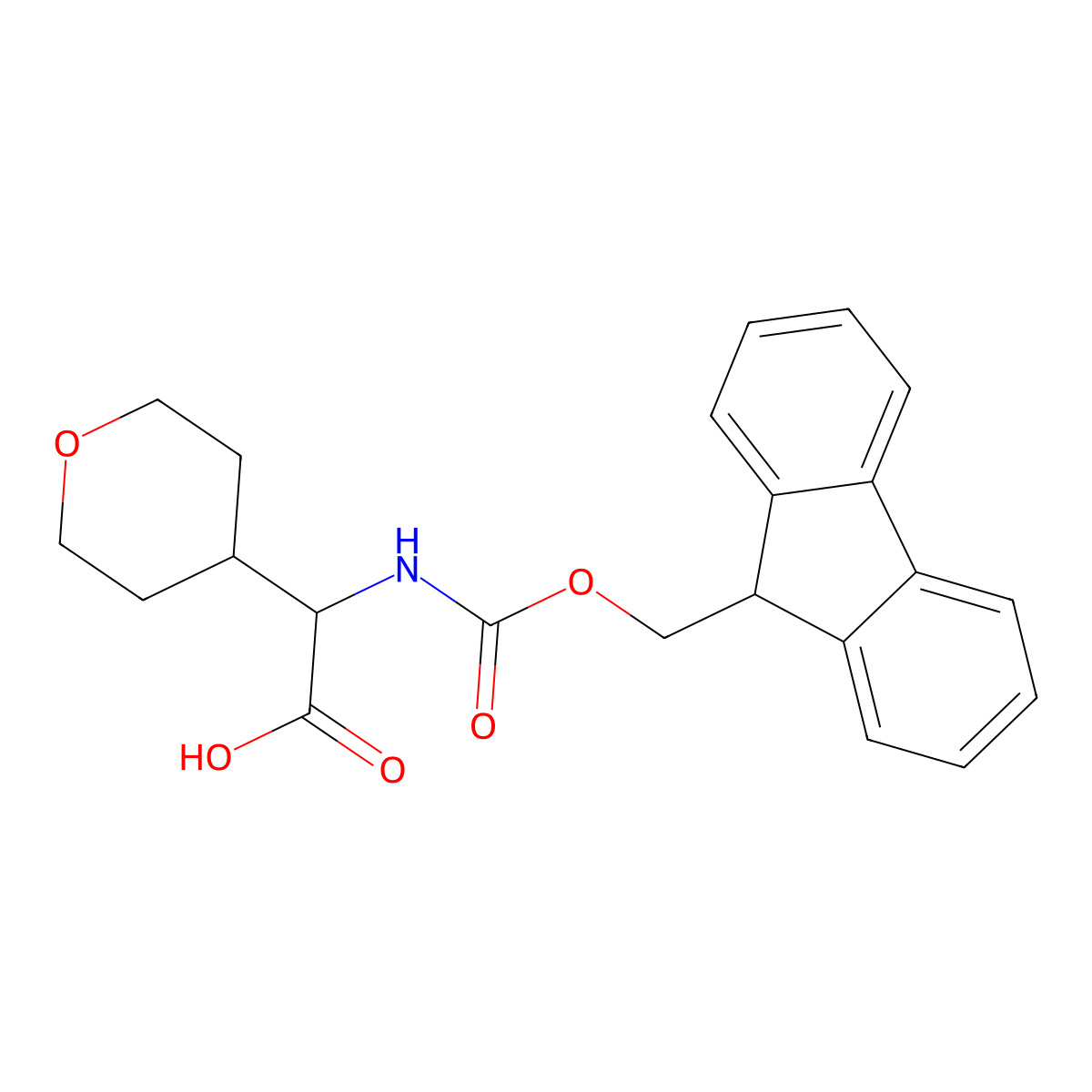 (S)-N-Fmoc-a-(tetrahydro-2H-pyran-4-yl)glycine molecular structure, CAS 368866-31-3
