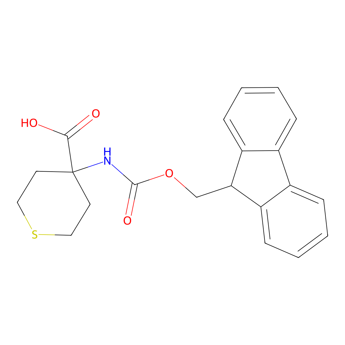 4-(9H-Fluoren-9-ylmethoxycarbonylamino)-tetrahydro-thiopyran-4-carboxylic acid molecular structure, CAS 368866-35-7