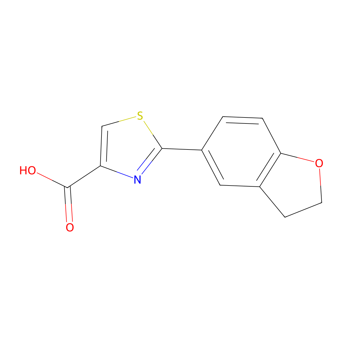 2-(2,3-Dihydro-1-benzofuran-5-yl)-1,3-thiazole-4-carboxylic acid molecular structure, CAS 368869-97-0