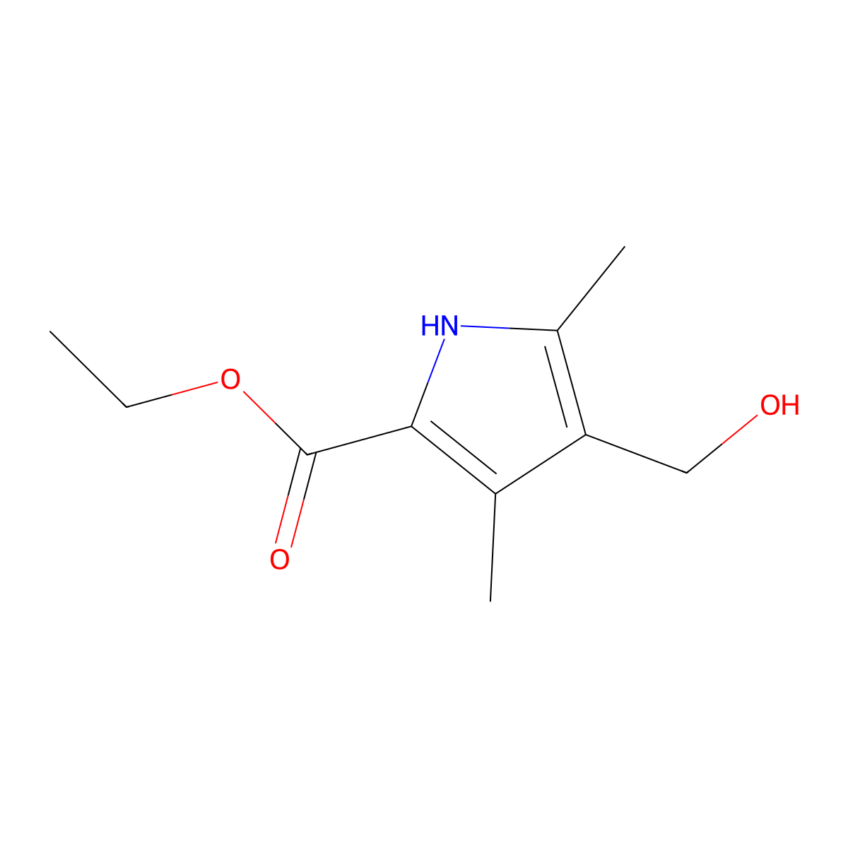 ethyl 4-(hydroxymethyl)-3,5-dimethyl-1H-pyrrole-2-carboxylate molecular structure, CAS 368869-99-2