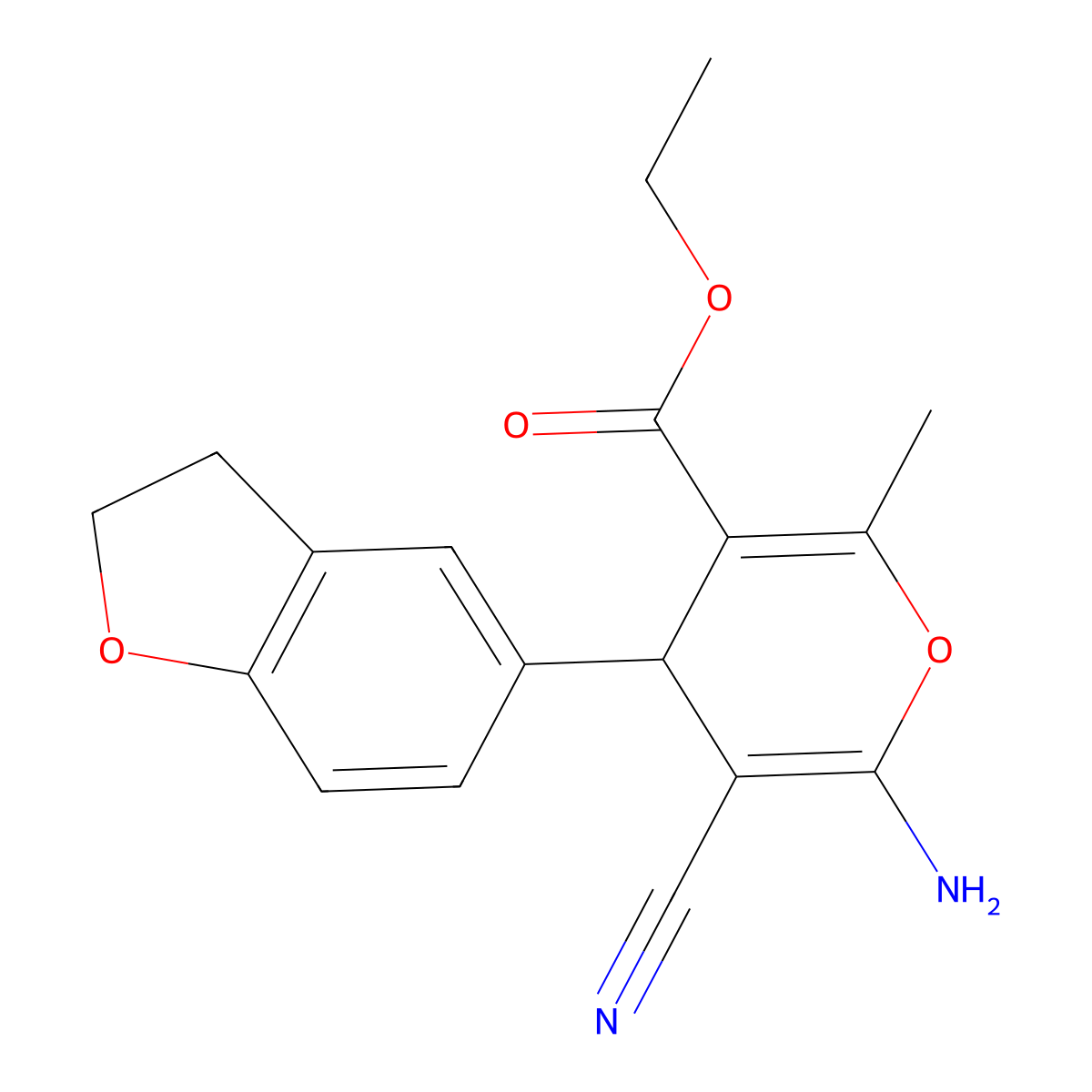 ethyl 6-amino-5-cyano-4-(2,3-dihydro-1-benzofuran-5-yl)-2-methyl-4H-pyran-3-carboxylate molecular structure, CAS 368870-00-2