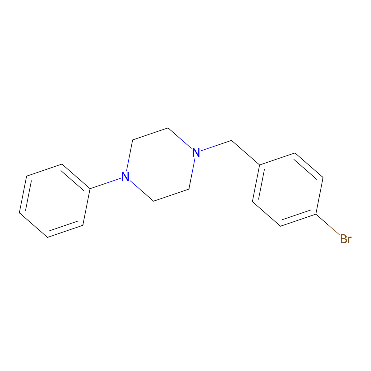 1-((4-Bromophenyl)methyl)-4-phenylpiperazine molecular structure, CAS 368879-18-9