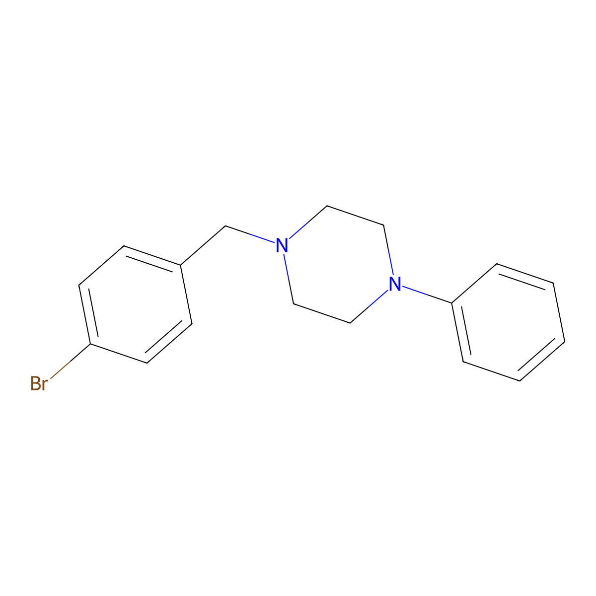 1-((4-Bromophenyl)methyl)-4-phenylpiperazine molecular structure, CAS 368879-18-9
