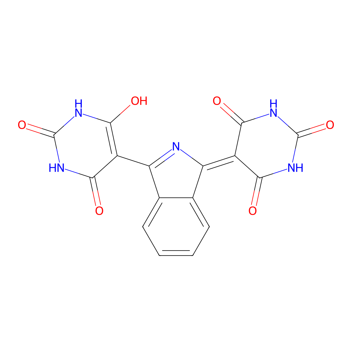 2,4,6(1H,3H,5H)-Pyrimidinetrione, 5,5'-(1H-isoindole-1,3(2H)-diylidene)bis- molecular structure, CAS 36888-99-0