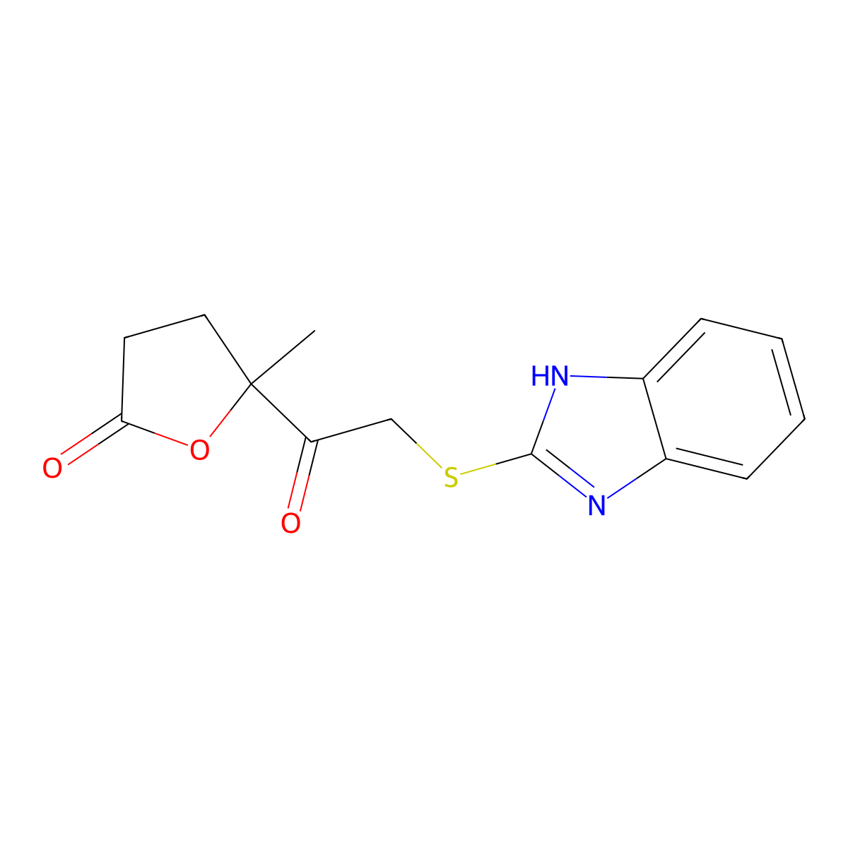 5-[2-(1H-benzimidazol-2-ylsulfanyl)acetyl]-5-methyloxolan-2-one molecular structure, CAS 368888-44-2
