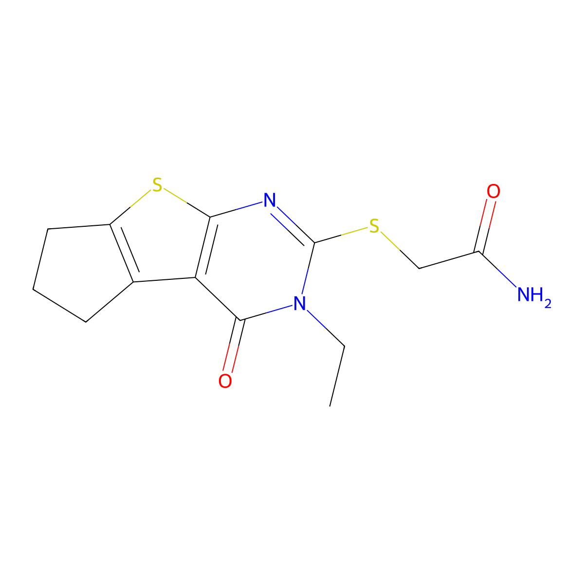 2-[(2-ethyl-1-oxo-7,8-dihydro-6H-cyclopenta[2,3]thieno[2,4-b]pyrimidin-3-yl)sulfanyl]acetamide molecular structure, CAS 368889-20-7