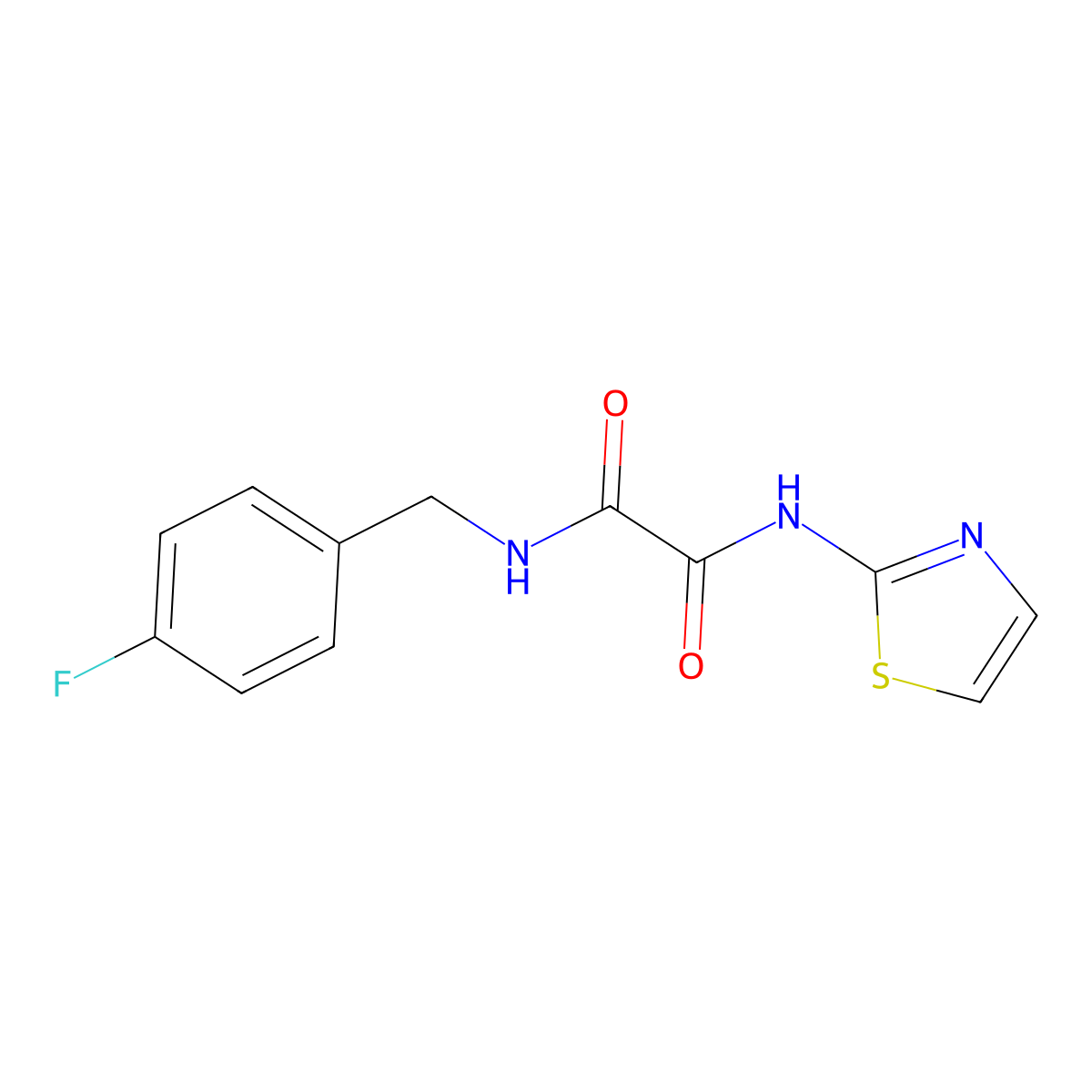 N1-(4-fluorobenzyl)-N2-(thiazol-2-yl)oxalamide molecular structure, CAS 368889-67-2